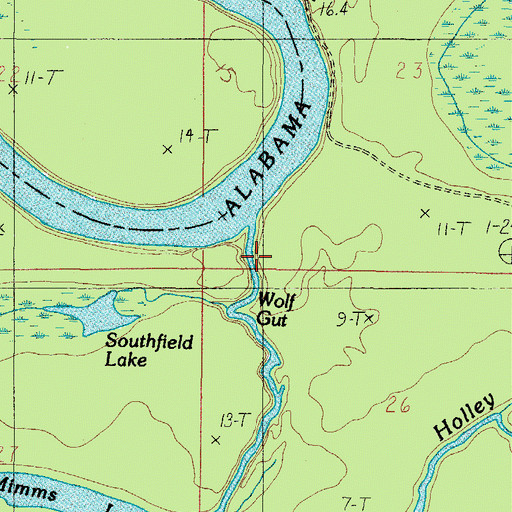 Topographic Map of Wolf Gut, AL