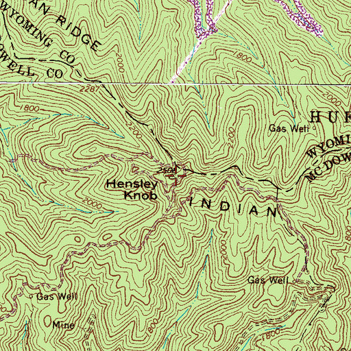 Topographic Map of Hensley Knob, WV