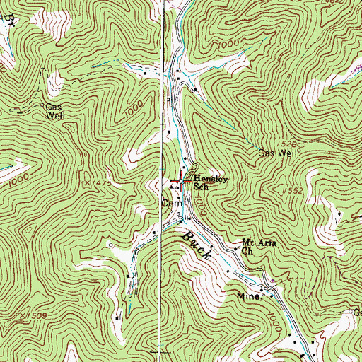 Topographic Map of Hensley School (historical), WV