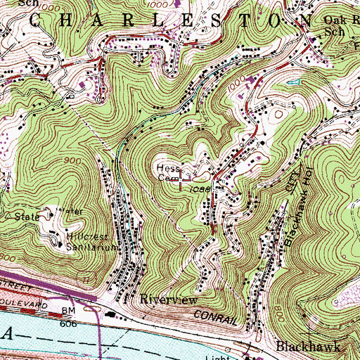 Topographic Map of Hess Cemetery, WV