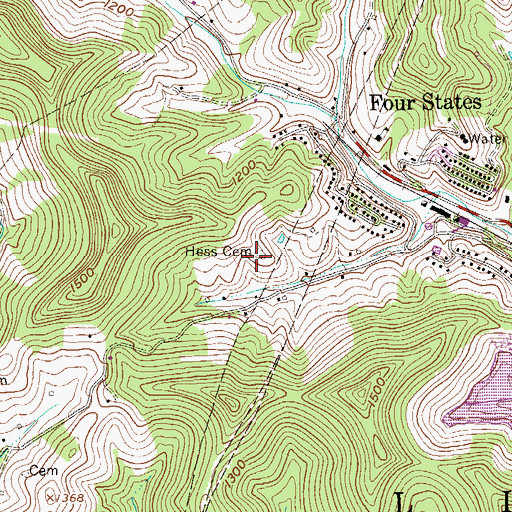 Topographic Map of Hess Cemetery, WV