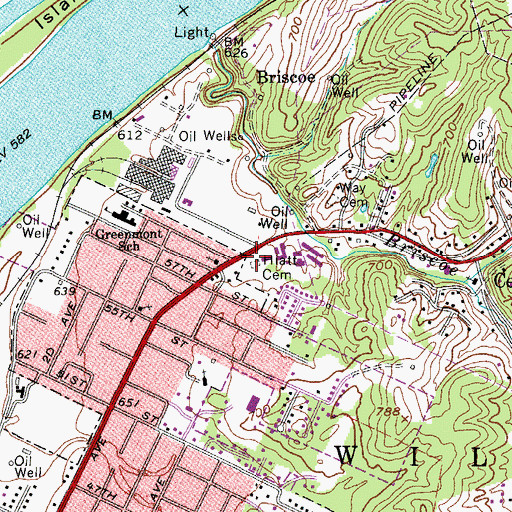 Topographic Map of Hiatt Cemetery, WV