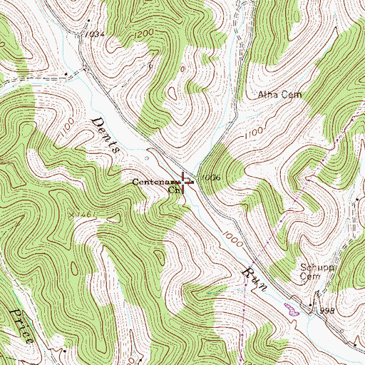 Topographic Map of Hibbs Run, WV