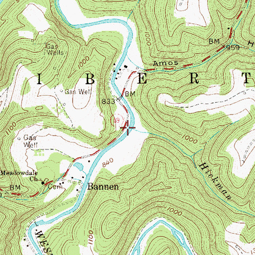 Topographic Map of Hickman Run, WV