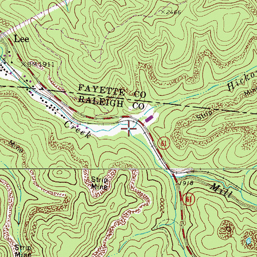 Topographic Map of Hickory Branch, WV