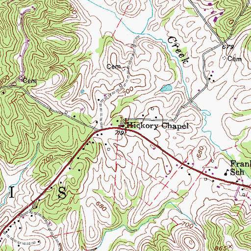 Topographic Map of Hickory Chapel, WV