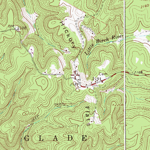 Topographic Map of Hickory Flats, WV