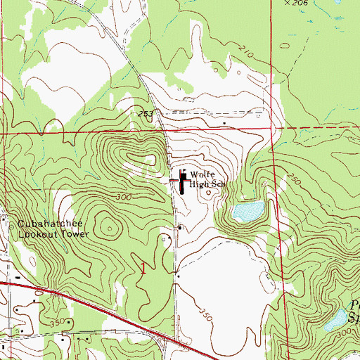 Topographic Map of Wolfe High School, AL