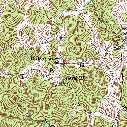 Topographic Map of Hickory Grove School (historical), WV