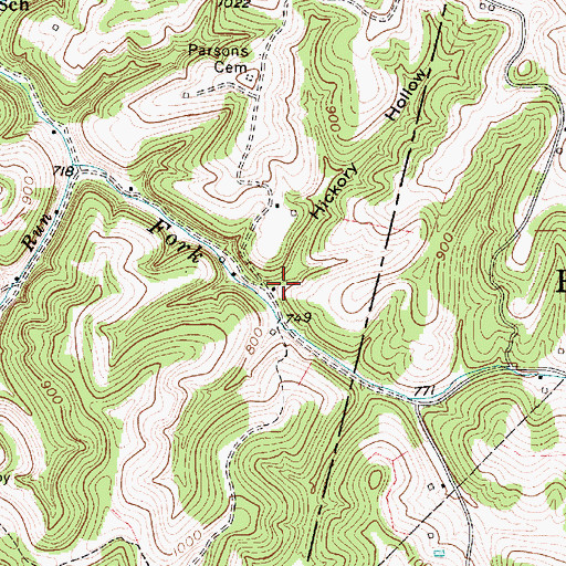 Topographic Map of Hickory Hollow, WV