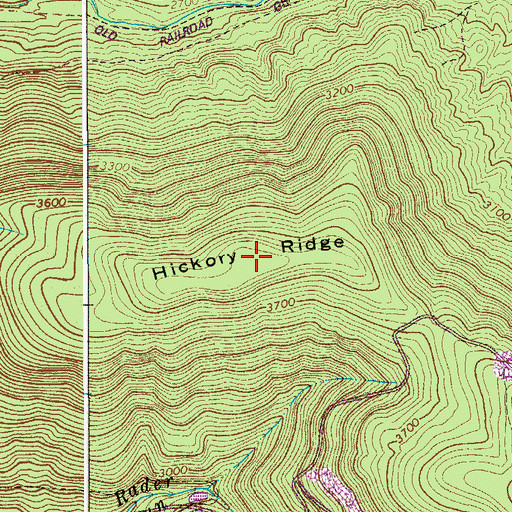 Topographic Map of Hickory Ridge, WV
