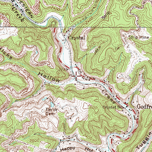 Topographic Map of Hicks Hollow, WV