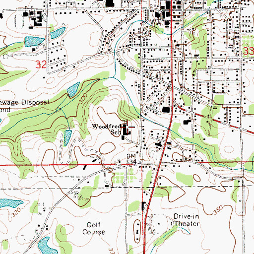 Topographic Map of Woodfred School, AL