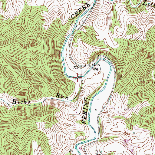 Topographic Map of Hicks Run, WV