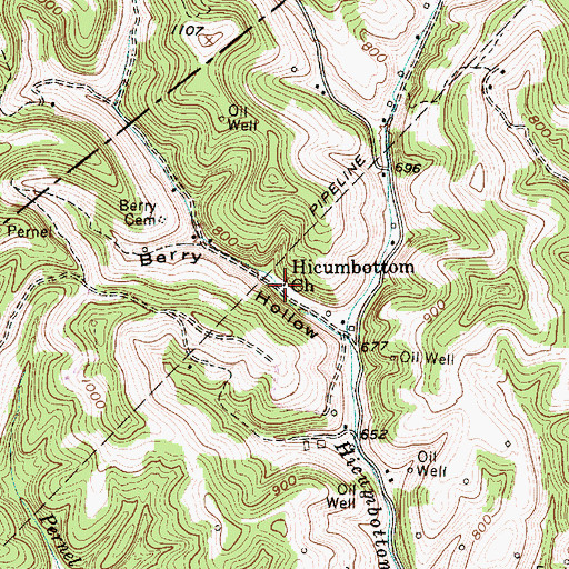 Topographic Map of Hicumbottom Church, WV