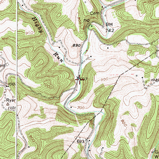 Topographic Map of Higby Run, WV