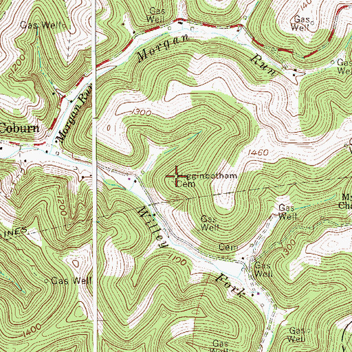Topographic Map of Higginbotham Cemetery, WV