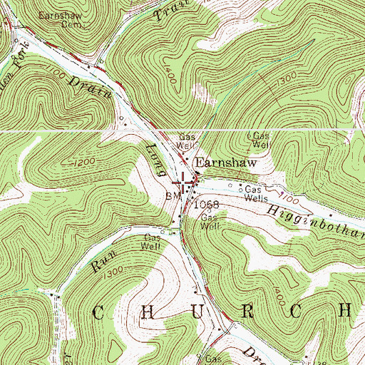 Topographic Map of Higginbotham Run, WV