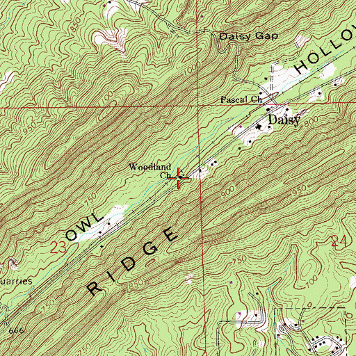 Topographic Map of Woodland Church, AL