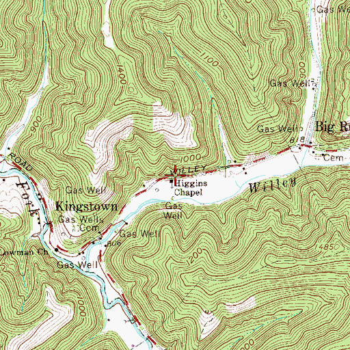Topographic Map of Higgins Chapel, WV