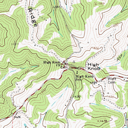 Topographic Map of High Knob Church, WV