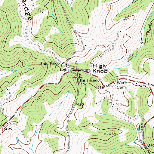 Topographic Map of High Knob School (historical), WV