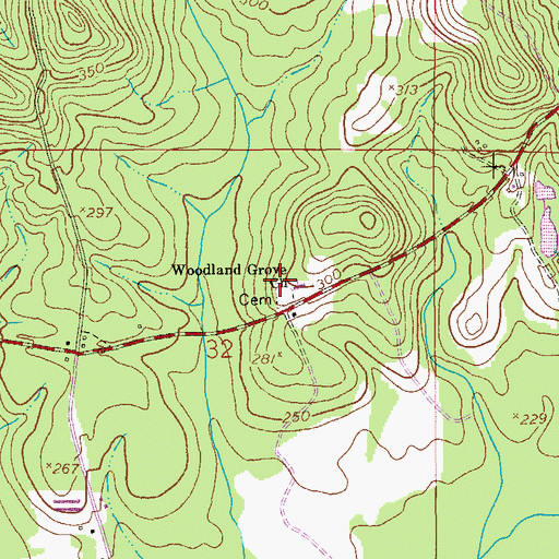 Topographic Map of Woodland Grove Baptist Church, AL