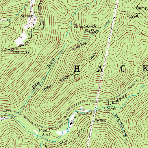 Topographic Map of High Rock Trail, WV