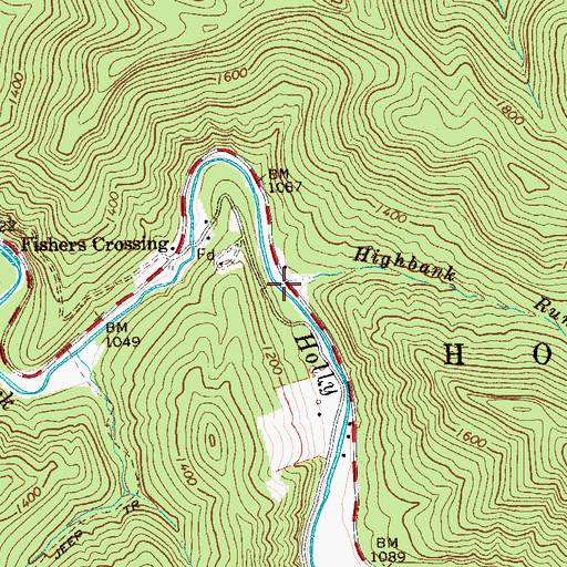 Topographic Map of Highbank Run, WV