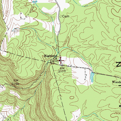 Topographic Map of Highland Baptist Church, WV