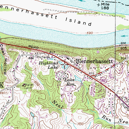 Topographic Map of Highland Lake, WV