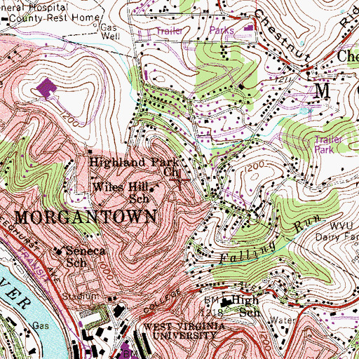 Topographic Map of Highland Park United Methodist Church, WV