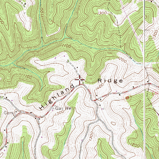 Topographic Map of Highland Ridge, WV