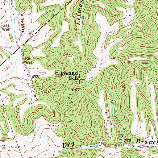 Topographic Map of Highland School (historical), WV