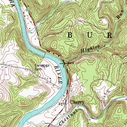 Topographic Map of Highlog Run, WV