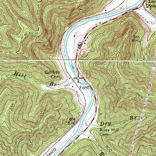 Topographic Map of Hill Branch, WV