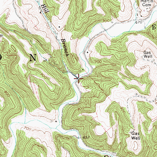 Topographic Map of Hill Branch, WV