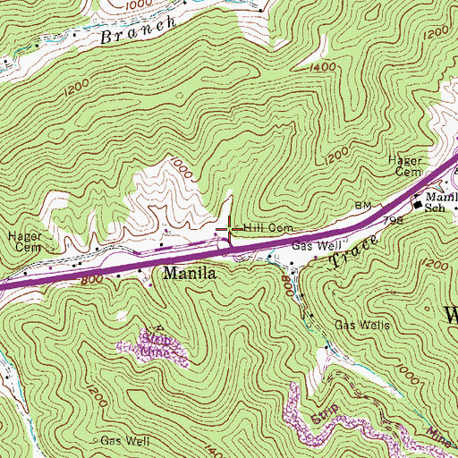 Topographic Map of Hill Cemetery, WV