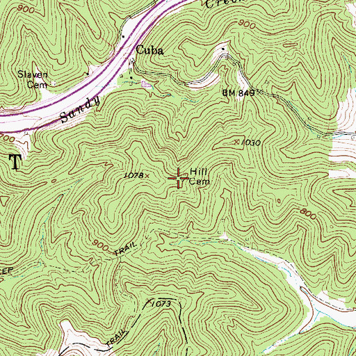 Topographic Map of Hill Cemetery, WV