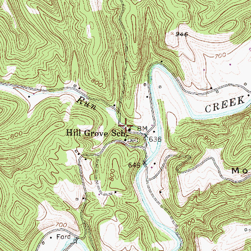 Topographic Map of Hill Grove School (historical), WV