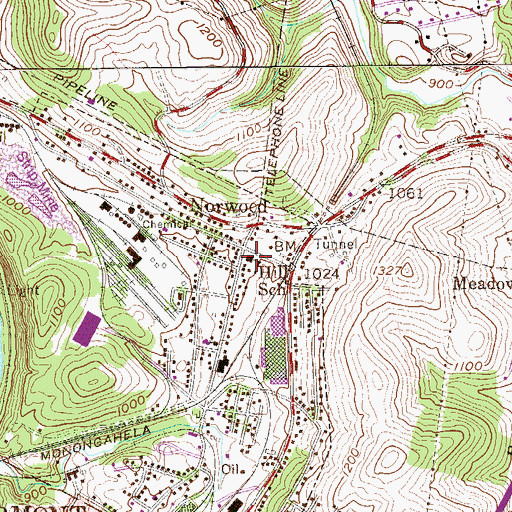 Topographic Map of Hill School (historical), WV