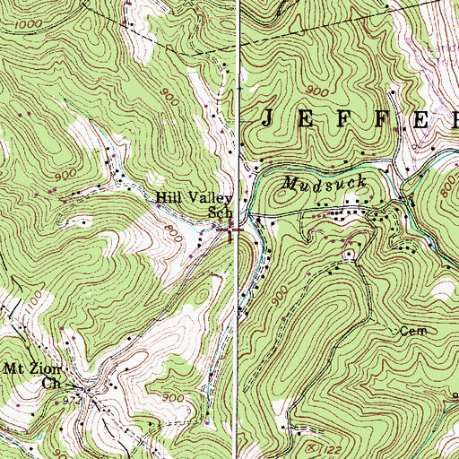 Topographic Map of Hill Valley School (historical), WV