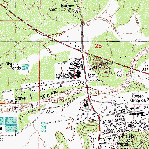 Topographic Map of Sells Indian Hospital, AZ