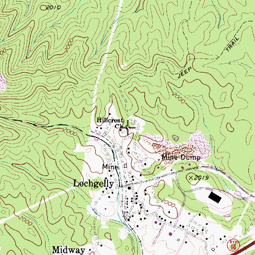 Topographic Map of Hillcrest Church, WV