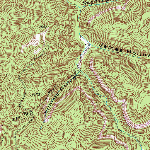 Topographic Map of Hillfield Hollow, WV