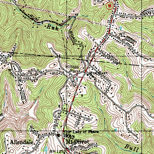 Topographic Map of Hilltop Park, WV