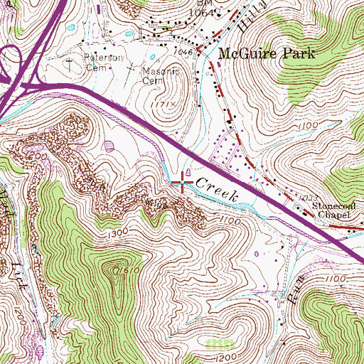 Topographic Map of Hilly Upland Run, WV
