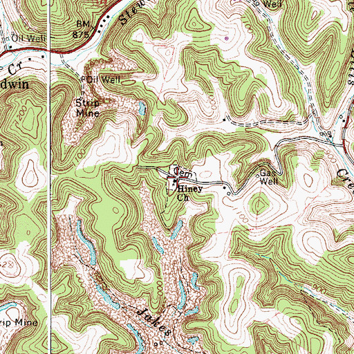 Topographic Map of Hiney Church, WV