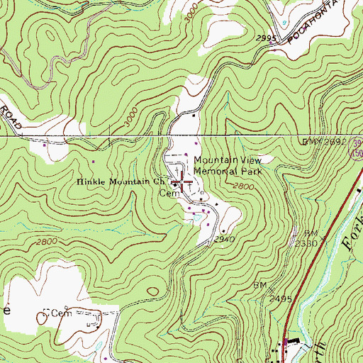 Topographic Map of Hinkle Mountain United Methodist Church, WV
