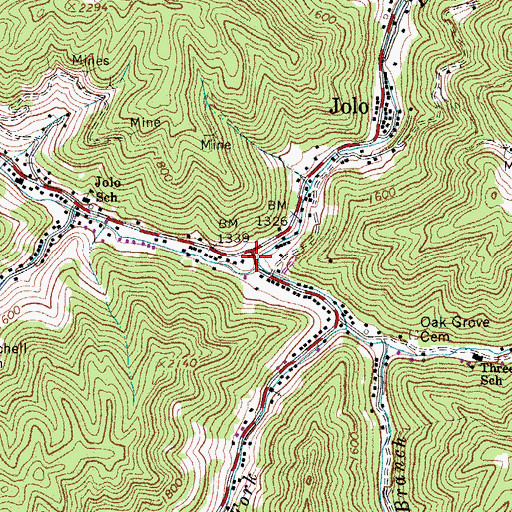 Topographic Map of Hite Fork, WV